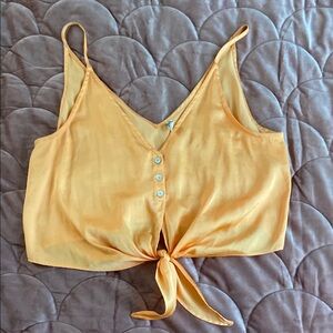 Free People Orange Tie-Front Crop Camisole